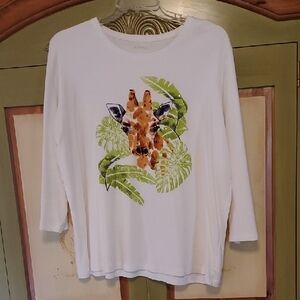 Kim Rogers White Curvy Scoop Neck Top